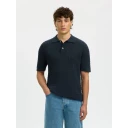 Selected Slhmattis Ss Knit New Cable Polo   Navy   XXL