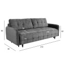 Sovesofa HOME4YOU Sarita 3 seter Grå   Grå