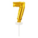 Kakedekorasjon Tallballong Mini Gull   Siffer 7
