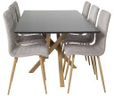 Venture Design Piazza & Windu spisegruppe Svart/grå 6 st stoler & bord 180 x 90 cm
