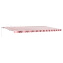 Hånddrevet Uttrekkbar Markise Rød og Hvit Stripe 600x350 cm