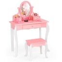 Sminkebord for barn med krakk Princess sminkebord med 3 skuffer & speilrosa