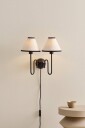 JULIET vegglampe Nature Linen With Black Metal