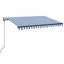 vidaXL Automatisk markise med LED og vindsensor 350x250 cm blå og hvit