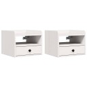  Nattbord med skuff 2 pcs Hvit 38 x 36 x 29.5 cm Massiv furu tre