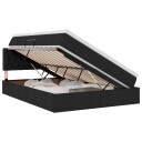  Seng med lagring og LED med madrass Svart 140 x 190 cm stoff