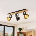 Lindby Aylis taklampe, svart, tre, 3 lyskilder