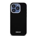 DKNY Flytende Silikon MagSafe Etui til iPhone 15 Pro Svart med Metalllogo