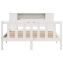  Seng med bokhylle uten madrass hvit 140x200 cm heltre furu 3321658