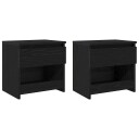  Nattbord 2 stk Svart Eik 40x30x39 cm Laget av tre