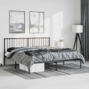 vidaXL Sengeramme i metall med sengegavl svart 183x213 cm