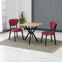 Krylor spisegruppe bord 70 cm + 2 stoler - Vinrød Valnøtt