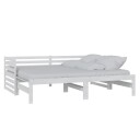 vidaXL Uttrekkbar dagseng hvit heltre furu 2x(90x200) cm