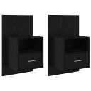  Sengeskap 2 pcs Svart eik 48.5 x 32.5 x 80 cm Konstruert tre