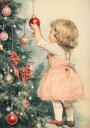 Young Girl At Christmas Eve Poster Plakat / 21x30cm
