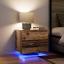  Nattbord med LED veggmontert gammelt tre 50x39x41 cm