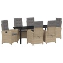  7-delt hage spisebord sett med puter - Beige Poly rotting