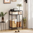 Smalt konsollbord – 3 etasjes metallhyller svart 55 cm