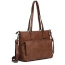 Adax Napoli Malia Skinn Laptop Skulderveske 14" Cognac