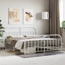 vidaXL Sengeramme i metall med hode- og fotgavl hvit 183x213 cm 8720845884871