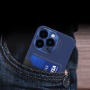 Hurtel Leather Stand Case For Iphone 14 Pro, Kort Lommebokdeksel Med Stativ, Blå