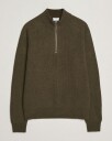 Filippa K Ribbed Wool Half Zip Moss Green