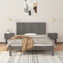 vidaXL Veggmontert sengegavl grå 141x3x63 cm heltre furu