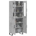 vidaXL Highboard betong grå 69,5x34x180 cm konstruert tre 8720845476595