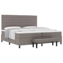  Box Spring Seng med Madrass & Benk Taupe 200x200 cm Stoff