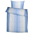 PULSIVA Sengesett Memphis Krepp; 135x200 cm (BxL), 80x80 cm (LxB); Blå/Hvit; 2 Sett / Forpakning