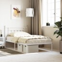 vidaXL Sengeramme i metall med hodegavl hvit 107x203 cm 8720845883621