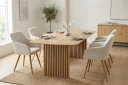Richeto Spisegruppe Eik 180 cm med 6 Filippa spisestoler - Eik/Hvit
