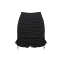 Nirmale Skirt Black XL Cotton gathering mini skirt