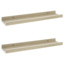 vidaXL Vegghyller 2 stk hvit og sonoma eik 40x9x3 cm