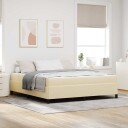  Boksfjær Seng Krem Svart 180 x 200 cm Stoff konstruert tre