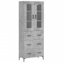 vidaXL Highboard betong grå 69,5x34x180 cm konstruert tre 8720845478278