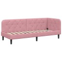  Hjørnesengramme med hodegjerde Rosa 80 x 200 cm Fløyel