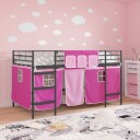  Kiddos Loft Senge Ramme med Gardiner Svart og Rosa