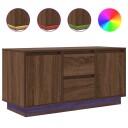 TV benk med LED lys brun eik 100x41x50 cm