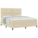  Box Spring Seng med Madrass Krem Super King Stoff
