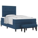  Box Spring Seng med Madrass & Benk Blå 120x190 cm Stoff