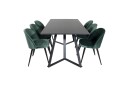 Venture Home Marina Spisegruppe 180 cm Rektangulær med 6 Velvet Stoler Sort