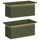vidaXL Hageplantekasse med LED 2 stk. Olivengrønn 30 x 60 x 30 cm Stål