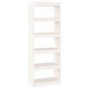 vidaXL Bokhylle/romdeler hvit 60x30x167,5 cm heltre furu