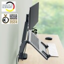Leitz Ergo Plassbesparende Dobbel Skjermarm med Laptoparm - Ergonomisk Kontortilbehør Grå