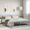 vidaXL Sengeramme i metall med hode- og fotgavl hvit 193x203 cm