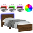  Sengeramme med hodegavl og LED-lys brun eik 75x190 cm 8721012241978