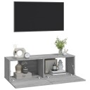 vidaXL Vegghengte TV-benker grå sonoma 100x30x30 cm konstruert tre