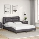  Sengeramme med LED-lys grå 140x200 cm kunstig lær 8721012356528