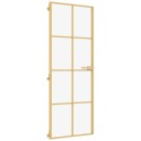 vidaXL Innerdør slank gull 76x201,5 cm herdet glass og aluminium